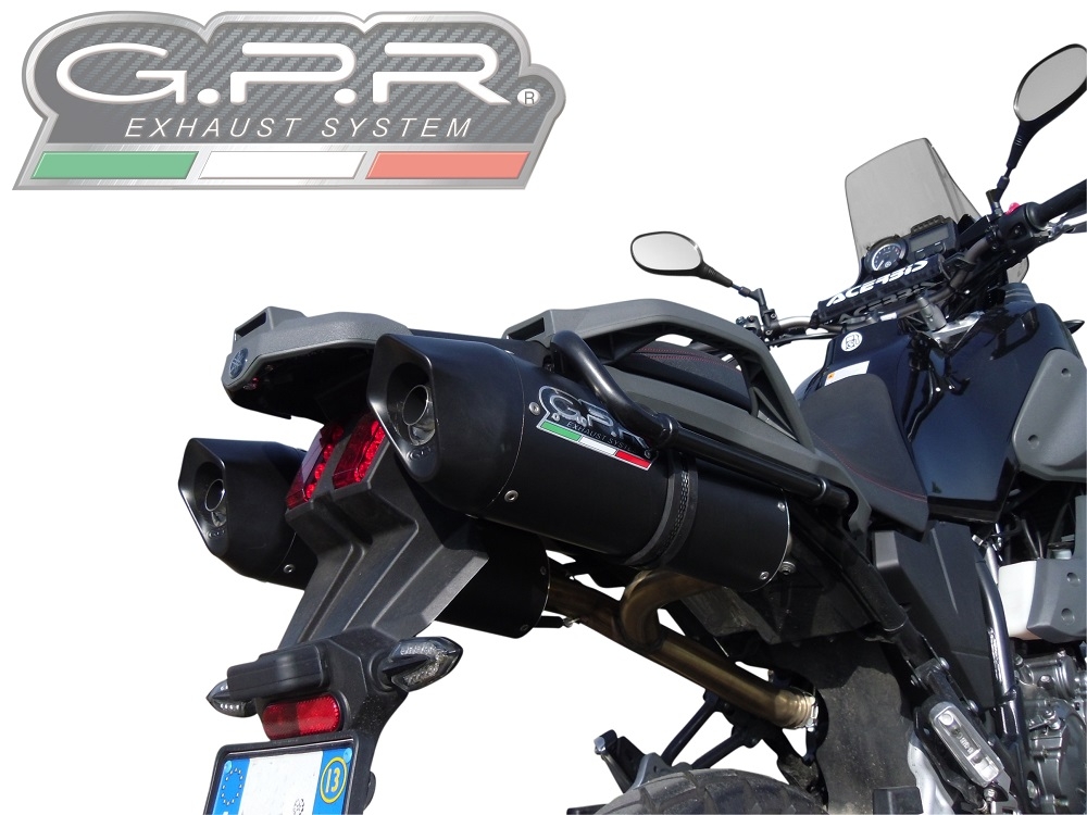 GPR auspuff kompatibel mit  Yamaha Xt 660 Z Teneré 2008-2016, Furore Nero, Doppelt homologierter legaler Slip-On-Auspuff mit ABE, einschließlich abnehmbarer DB-Killer, Link Pipes und Katalysatoren 