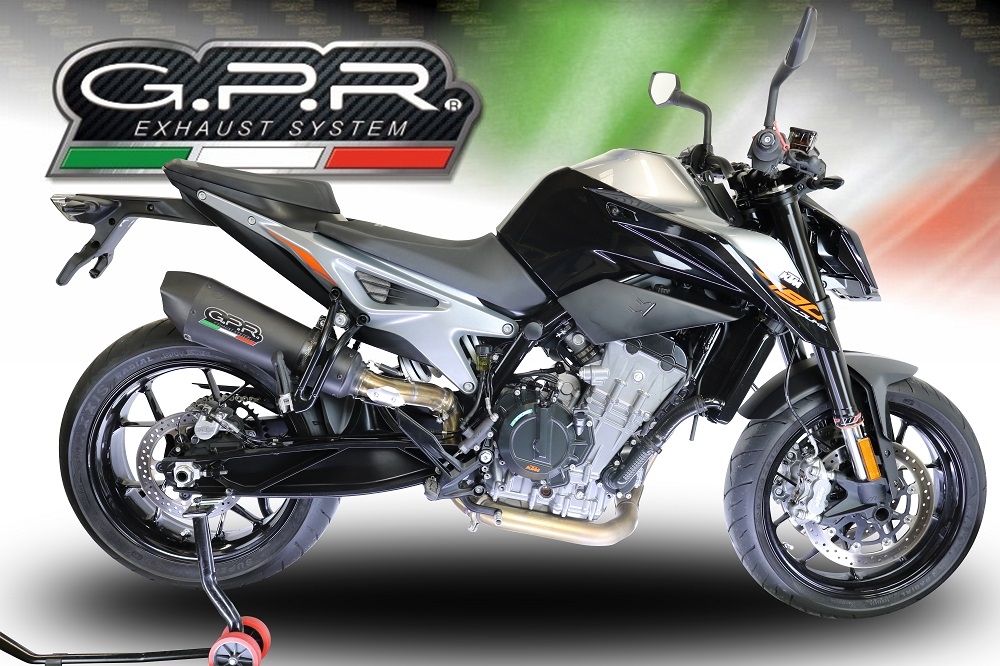 GPR auspuff kompatibel mit  Ktm Duke 790 2021-2024, New Grand Prix Evo Black Titanium, Zugelassener legaler Slip-On-Auspuff mit Abe, einschließlich abnehmbarem DB-Killer und Verbindungsrohr 