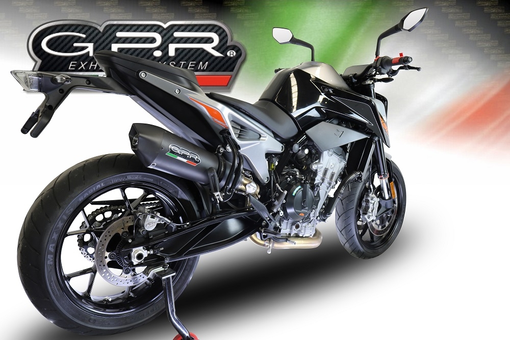 GPR auspuff kompatibel mit  Ktm Duke 790 2021-2024, New Grand Prix Evo Black Titanium, Zugelassener legaler Slip-On-Auspuff mit Abe, einschließlich abnehmbarem DB-Killer und Verbindungsrohr 