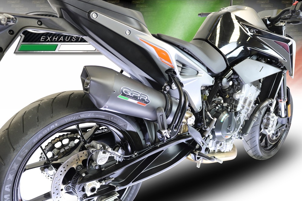 GPR auspuff kompatibel mit  Ktm Duke 790 2021-2024, New Grand Prix Evo Black Titanium, Zugelassener legaler Slip-On-Auspuff mit Abe, einschließlich abnehmbarem DB-Killer und Verbindungsrohr 