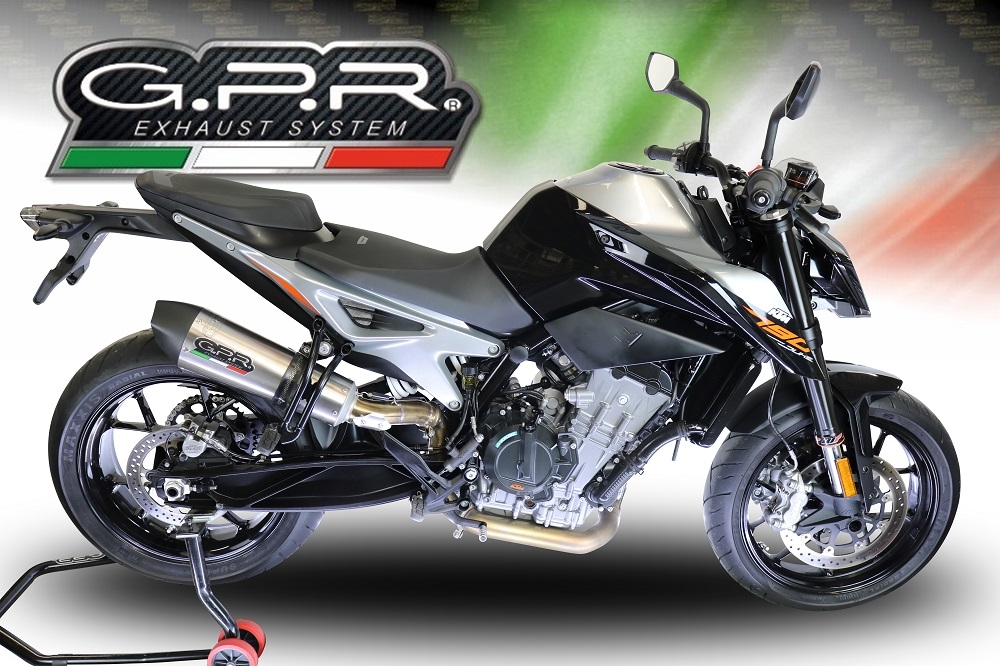 GPR auspuff kompatibel mit  Ktm Duke 790 2017-2020, New Grand Prix Evo Titanium, Zugelassener legaler Slip-On-Auspuff mit Abe, einschließlich abnehmbarem DB-Killer und Verbindungsrohr 
