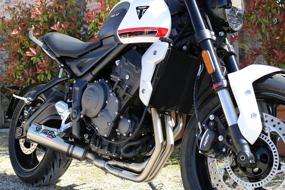 GPR auspuff kompatibel mit  Triumph Trident 660 2021-2024, M3 Inox , Racing-Komplettsystem-Auspuff, einschließlich Krümmer und abnehmbarem DB-Killer 