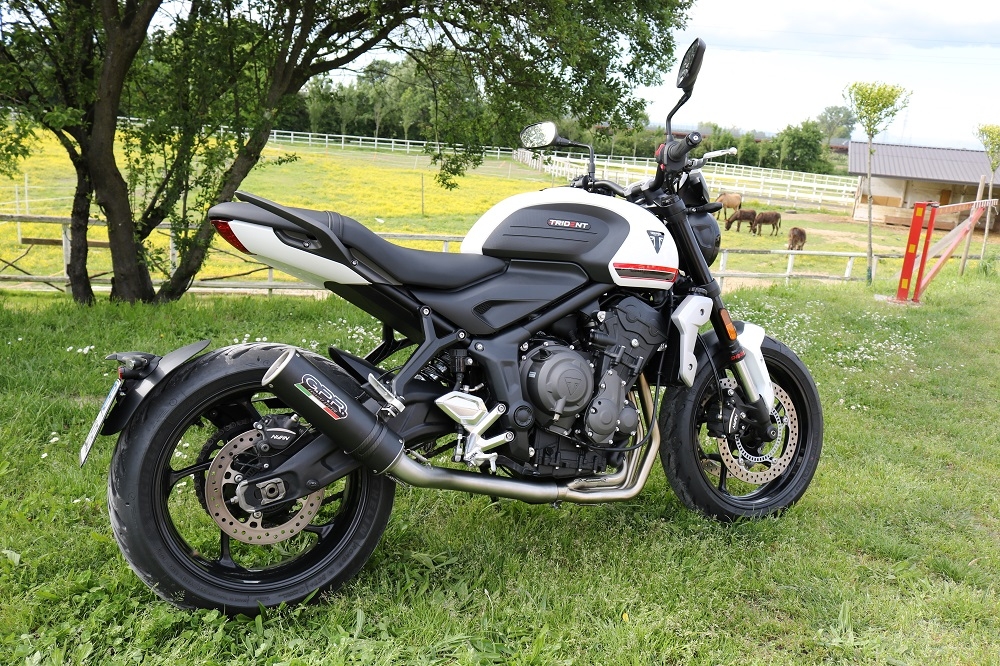GPR auspuff kompatibel mit  Triumph Trident 660 2021-2024, M3 Black Titanium, Racing-Komplettsystem-Auspuff, einschließlich Krümmer und abnehmbarem DB-Killer 