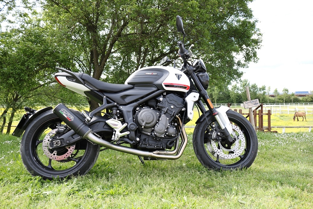 GPR auspuff kompatibel mit  Triumph Trident 660 2021-2024, M3 Black Titanium, Racing-Komplettsystem-Auspuff, einschließlich Krümmer und abnehmbarem DB-Killer 
