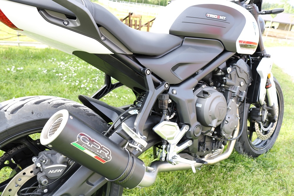 GPR auspuff kompatibel mit  Triumph Trident 660 2021-2024, M3 Black Titanium, Racing-Komplettsystem-Auspuff, einschließlich Krümmer und abnehmbarem DB-Killer 