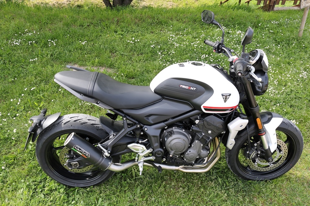 GPR auspuff kompatibel mit  Triumph Trident 660 2021-2024, M3 Black Titanium, Racing-Komplettsystem-Auspuff, einschließlich Krümmer und abnehmbarem DB-Killer 