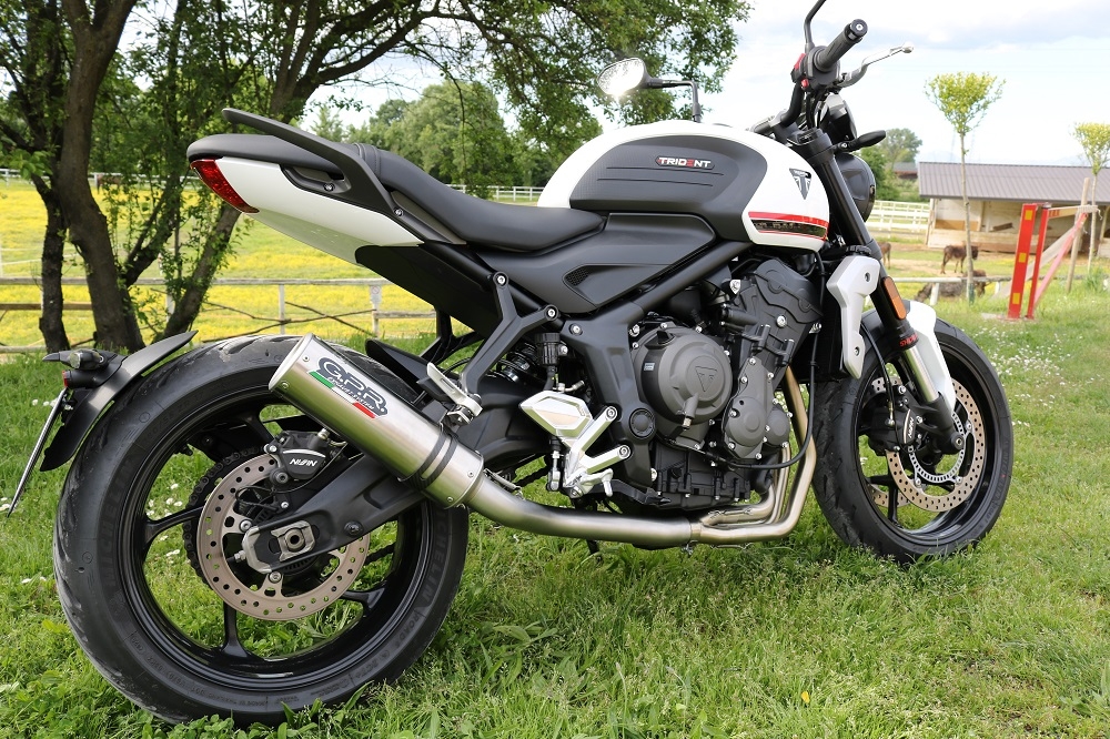 GPR auspuff kompatibel mit  Triumph Trident 660 2021-2024, M3 Inox , Racing-Komplettsystem-Auspuff, einschließlich Krümmer und abnehmbarem DB-Killer 