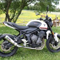 GPR auspuff kompatibel mit  Triumph Trident 660 2021-2024, M3 Titanium Natural, Homologierte auspuff mit verbindungsrohr und katalysator 