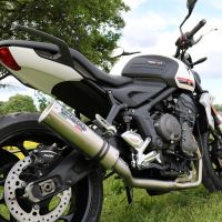 GPR auspuff kompatibel mit  Triumph Trident 660 2021-2024, M3 Titanium Natural, Homologierte auspuff mit verbindungsrohr und katalysator 