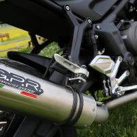 GPR auspuff kompatibel mit  Triumph Trident 660 2021-2024, M3 Titanium Natural, Homologierte auspuff mit verbindungsrohr und katalysator 