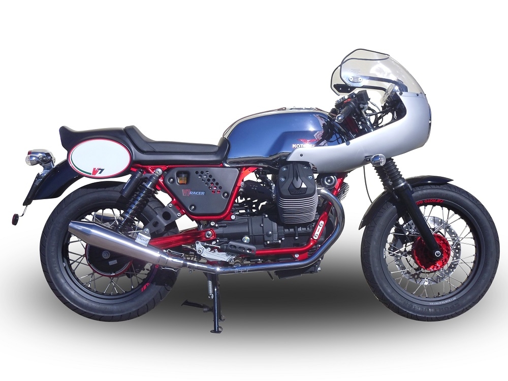 GPR auspuff kompatibel mit  Moto Guzzi V7 (I - II) Racer  2010-2016, Vintacone , Doppelt homologierter legaler Slip-On-Auspuff mit ABE, einschließlich abnehmbarer DB-Killer und verbindungsrohre 