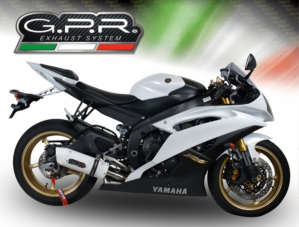 GPR auspuff kompatibel mit  Yamaha Yzf R6 2006-2020, Albus Ceramic, Zugelassener legaler Slip-On-Auspuff mit Abe, einschließlich abnehmbarem DB-Killer und Verbindungsrohr 