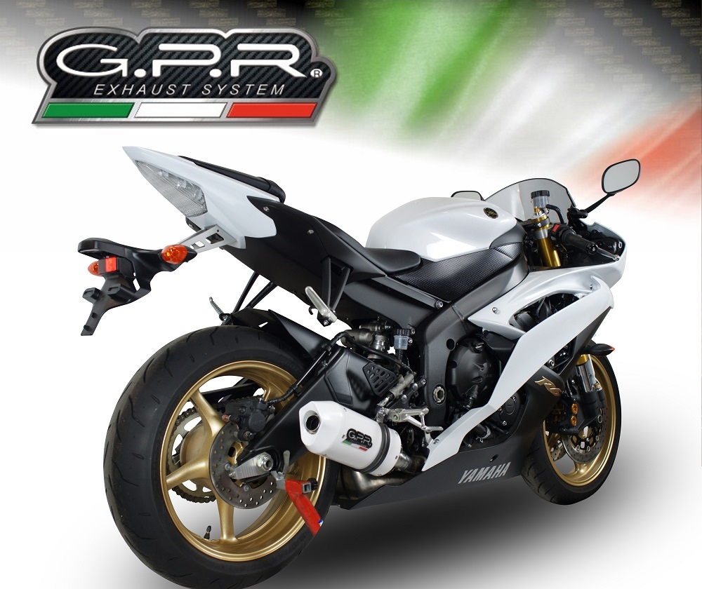 GPR auspuff kompatibel mit  Yamaha Yzf R6 2006-2020, Albus Ceramic, Zugelassener legaler Slip-On-Auspuff mit Abe, einschließlich abnehmbarem DB-Killer und Verbindungsrohr 