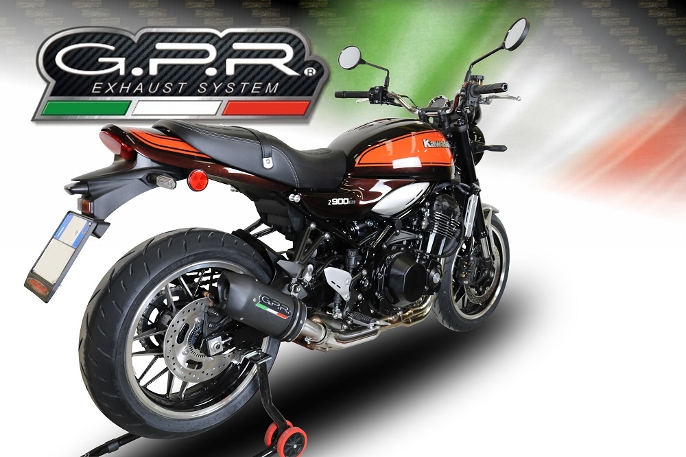GPR auspuff kompatibel mit  Kawasaki Z 900 RS 2018-2020, Furore Evo4 Nero, Zugelassener legaler Slip-On-Auspuff mit Abe, einschließlich abnehmbarem DB-Killer und Verbindungsrohr 