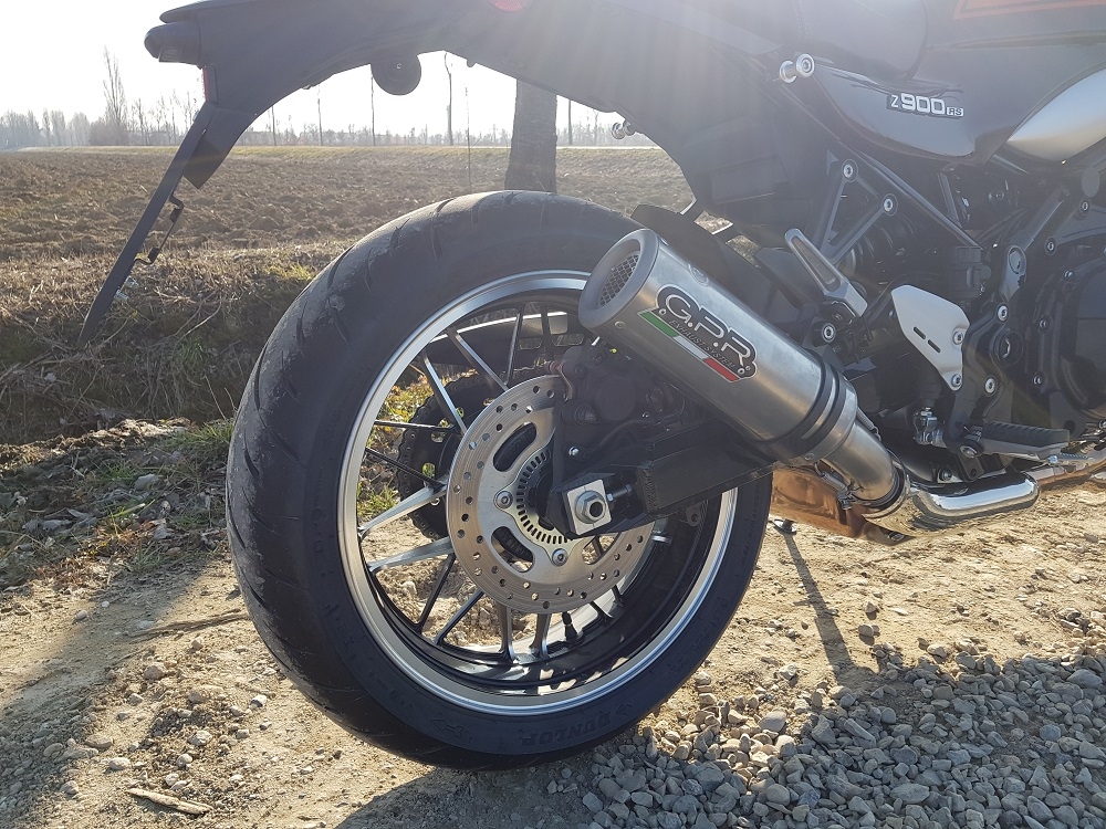 GPR auspuff kompatibel mit  Kawasaki Z 900 RS 2018-2020, M3 Titanium Natural, Zugelassener legaler Slip-On-Auspuff mit Abe, einschließlich abnehmbarem DB-Killer und Verbindungsrohr 