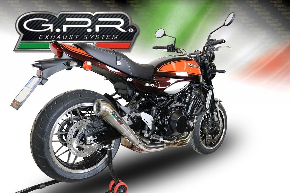 GPR auspuff kompatibel mit  Kawasaki Z 900 RS 2018-2020, Powercone Evo, Zugelassener legaler Slip-On-Auspuff mit Abe, einschließlich abnehmbarem DB-Killer und Verbindungsrohr 