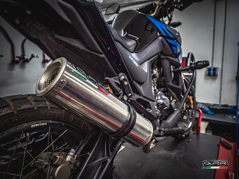 GPR auspuff kompatibel mit  Zontes Zt 125 G1 - U - U1 - Z2 2020-2024, M3 Inox , Homologierte auspuff mit verbindungsrohr und katalysator 