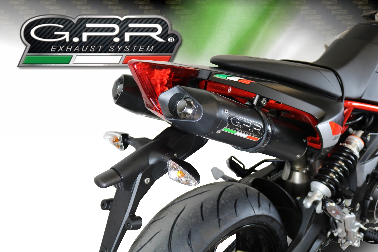 GPR auspuff kompatibel mit  Aprilia Shiver 750 Gt 2007-2016, Furore Nero, Doppelter Rennauspuff, mit Verbindungsrohren, Artikel ohne Genehmigung 
