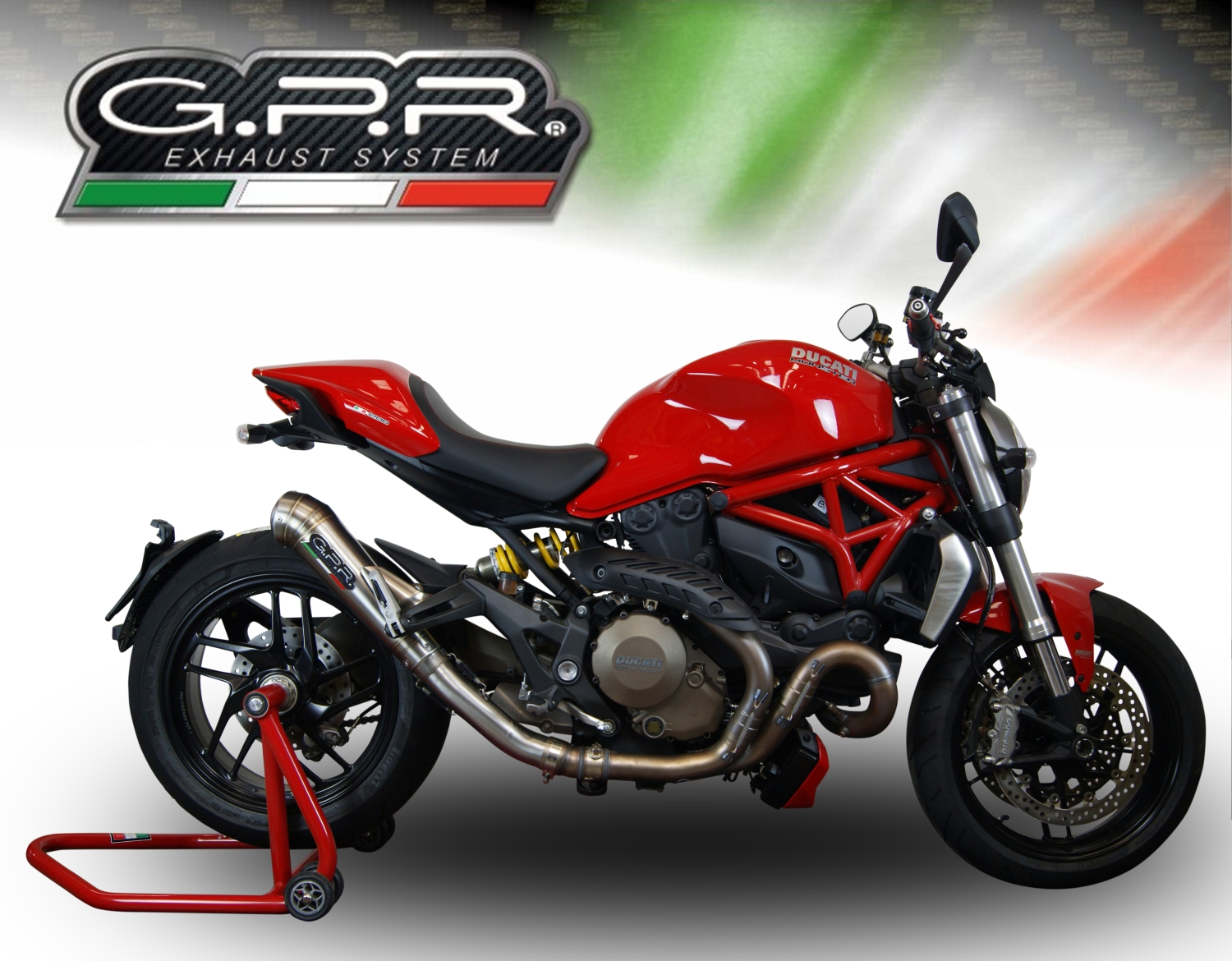 GPR auspuff kompatibel mit  Ducati Monster 1200 S -R  2014-2016, Powercone Evo, Zugelassener legaler Slip-On-Auspuff mit Abe, einschließlich abnehmbarem DB-Killer,katakysator und Verbindungsrohr 