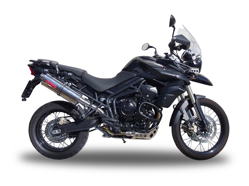 GPR auspuff kompatibel mit  Triumph Tiger 800 - Xr - Xc - Xrx - Xcx - Xrt - Xca 2017-2021, Trioval, Zugelassener legaler Slip-On-Auspuff mit Abe, einschließlich abnehmbarem DB-Killer und Verbindungsrohr 