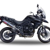 GPR auspuff kompatibel mit  Triumph Tiger 800 - Xr - Xc - Xrx - Xcx - Xrt - Xca 2017-2021, Trioval, Zugelassener legaler Slip-On-Auspuff mit Abe, einschließlich abnehmbarem DB-Killer und Verbindungsrohr 