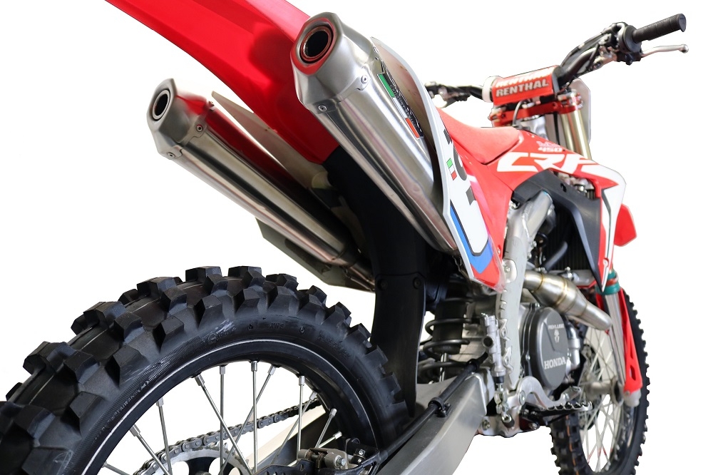 GPR auspuff kompatibel mit  Honda Crf 450 R-RX 2020-2020, Pentacross Inox, Offroad-Rennen Vollständiges System, einschließlich doppelter Schalldämpfer, abnehmbarer DB-Killer/Funkenfänger 
