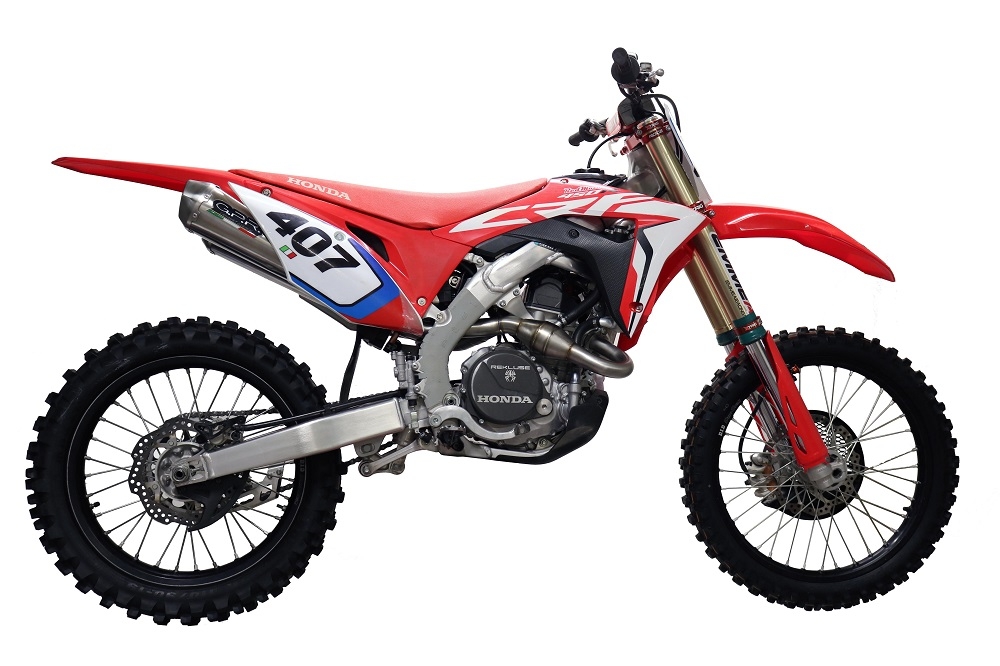 GPR auspuff kompatibel mit  Honda Crf 450 R-RX 2020-2020, Pentacross Inox, Offroad-Rennen Vollständiges System, einschließlich doppelter Schalldämpfer, abnehmbarer DB-Killer/Funkenfänger 
