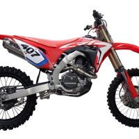 GPR auspuff kompatibel mit  Honda Crf 250 R 2018-2021, Pentacross Full Titanium, Offroad-Rennen Vollständiges System, einschließlich doppelter Schalldämpfer, abnehmbarer DB-Killer/Funkenfänger 