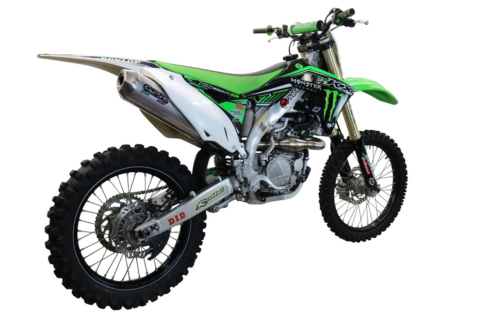GPR auspuff kompatibel mit  Kawasaki Kx 450 F 2012-2015, Pentacross Inox, Racing-Komplettsystem-Auspuff, einschließlich Krümmer und abnehmbarem DB-Killer 