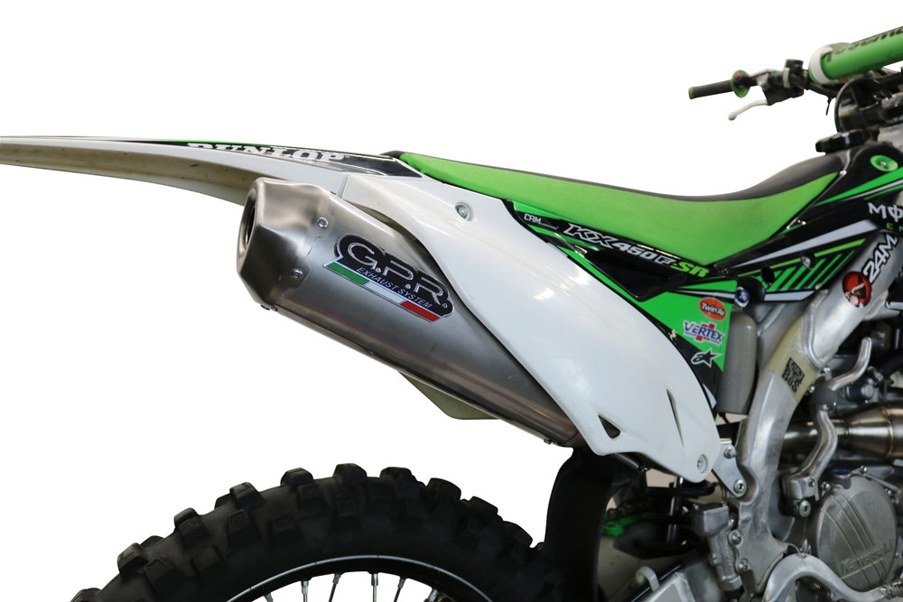 GPR auspuff kompatibel mit  Kawasaki Kx 450 F 2012-2015, Pentacross Inox, Racing-Komplettsystem-Auspuff, einschließlich Krümmer und abnehmbarem DB-Killer 