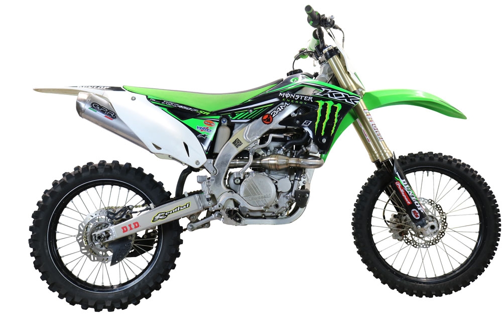 GPR auspuff kompatibel mit  Kawasaki Kx 450 F 2012-2015, Pentacross Titanium, Racing-Komplettsystem-Auspuff, einschließlich Krümmer und abnehmbarem DB-Killer 