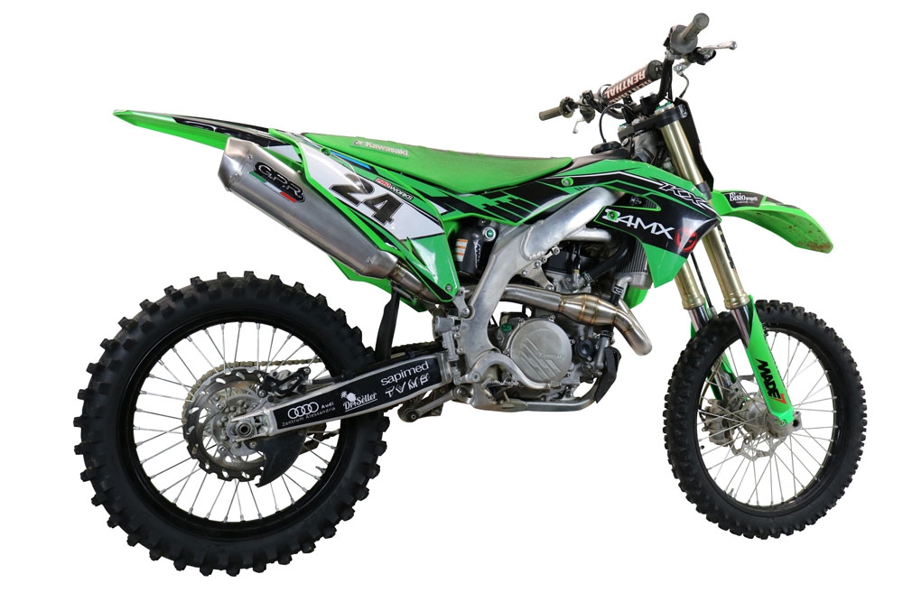 GPR auspuff kompatibel mit  Kawasaki Kx 450 X 2021-2023, Pentacross Inox, Racing-Komplettsystem-Auspuff, einschließlich Krümmer und abnehmbarem DB-Killer 