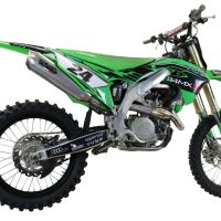 GPR auspuff kompatibel mit  Kawasaki Kx 450 X 2021-2023, Pentacross Inox, Racing-Komplettsystem-Auspuff, einschließlich Krümmer und abnehmbarem DB-Killer 