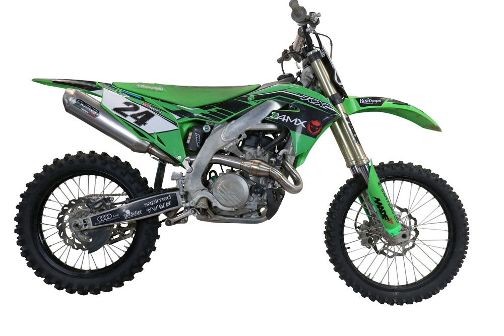 GPR auspuff kompatibel mit  Kawasaki Kx 450 F 2021-2023, Pentacross Titanium, Racing-Komplettsystem-Auspuff, einschließlich Krümmer und abnehmbarem DB-Killer 