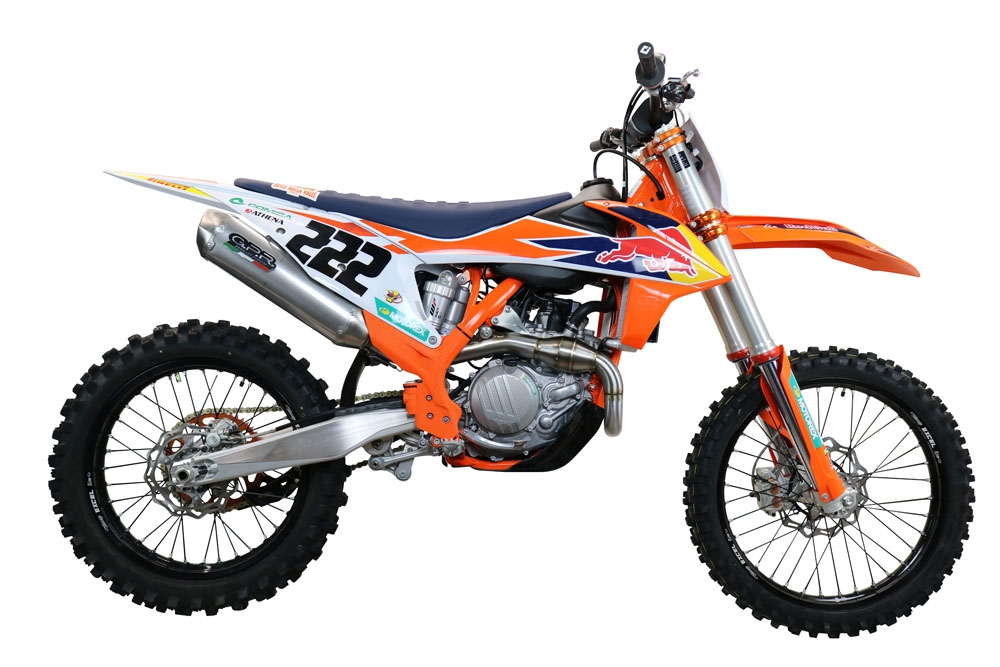 GPR auspuff kompatibel mit  Gas Gas EC 450F 2021-2023, Pentacross Inox, Racing-Komplettsystem-Auspuff, einschließlich Krümmer und abnehmbarem DB-Killer 