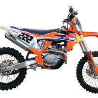 GPR auspuff kompatibel mit  Gas Gas EC 450F 2021-2023, Pentacross Inox, Racing-Komplettsystem-Auspuff, einschließlich Krümmer und abnehmbarem DB-Killer 
