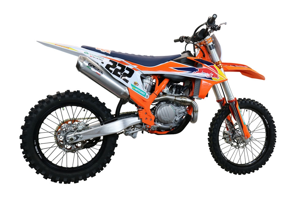 GPR auspuff kompatibel mit  Gas Gas EC 450F 2021-2023, Pentacross Inox, Racing-Komplettsystem-Auspuff, einschließlich Krümmer und abnehmbarem DB-Killer 