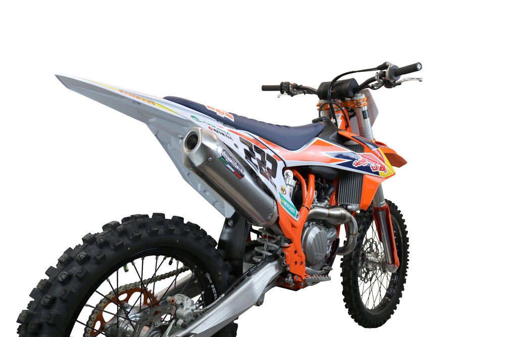 GPR auspuff kompatibel mit  Ktm EXC-F 450 2024-2025, Pentacross FULL Titanium, Racing-Komplettsystem-Auspuff, einschließlich Krümmer und abnehmbarem DB-Killer 