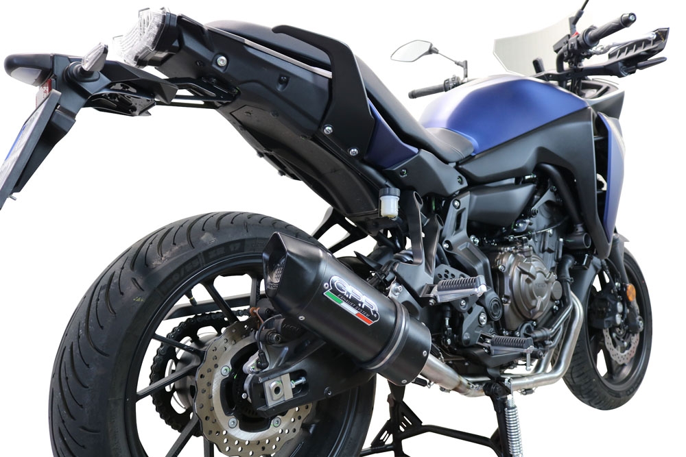 GPR auspuff kompatibel mit  Yamaha Tracer 7 GT 2020-2024, Furore Nero, Racing-Komplettsystem-Auspuff, einschließlich Krümmer und abnehmbarem DB-Killer 
