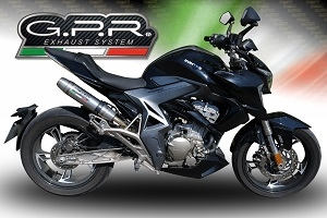 GPR auspuff kompatibel mit  Zontes Zt 310 X - T 2018-2020, Deeptone Inox, Homologierte auspuff mit verbindungsrohr und katalysator 