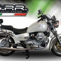 GPR auspuff kompatibel mit  Moto Guzzi California 1100 Special-Stone-Sport-Ev-Alu 1997-2002, Vintacone, Doppelt homologierter legaler Slip-On-Auspuff mit ABE, einschließlich abnehmbarer DB-Killer und verbindungsrohre 