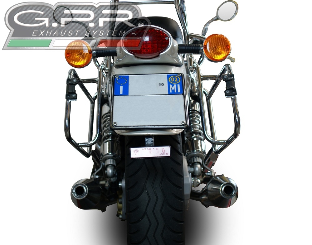 GPR auspuff kompatibel mit  Moto Guzzi California 1100 Special-Stone-Sport-Ev-Alu 1997-2005, Vintacone, Doppelt homologierter legaler Slip-On-Auspuff mit ABE, einschließlich abnehmbarer DB-Killer, Link Pipes und Katalysatoren 