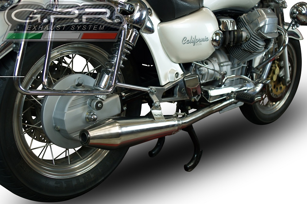 GPR auspuff kompatibel mit  Moto Guzzi California 1100 Special-Stone-Sport-Ev-Alu 1997-2005, Vintacone, Doppelt homologierter legaler Slip-On-Auspuff mit ABE, einschließlich abnehmbarer DB-Killer, Link Pipes und Katalysatoren 