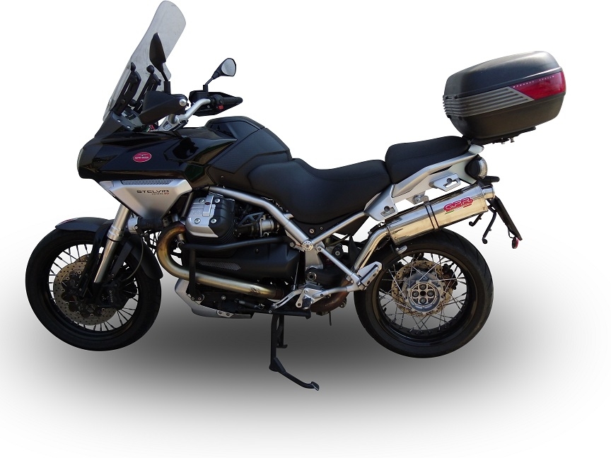 GPR auspuff kompatibel mit  Moto Guzzi Stelvio 1200 4V  2008-2010, Trioval, Zugelassener legaler Slip-On-Auspuff mit Abe, einschließlich abnehmbarem DB-Killer und Verbindungsrohr 