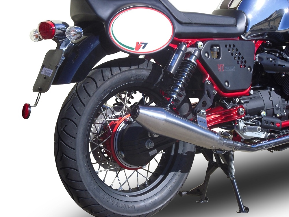 GPR auspuff kompatibel mit  Moto Guzzi V7 (I - II) Racer  2010-2016, Vintacone , Doppelt homologierter legaler Slip-On-Auspuff mit ABE, einschließlich abnehmbarer DB-Killer und verbindungsrohre 