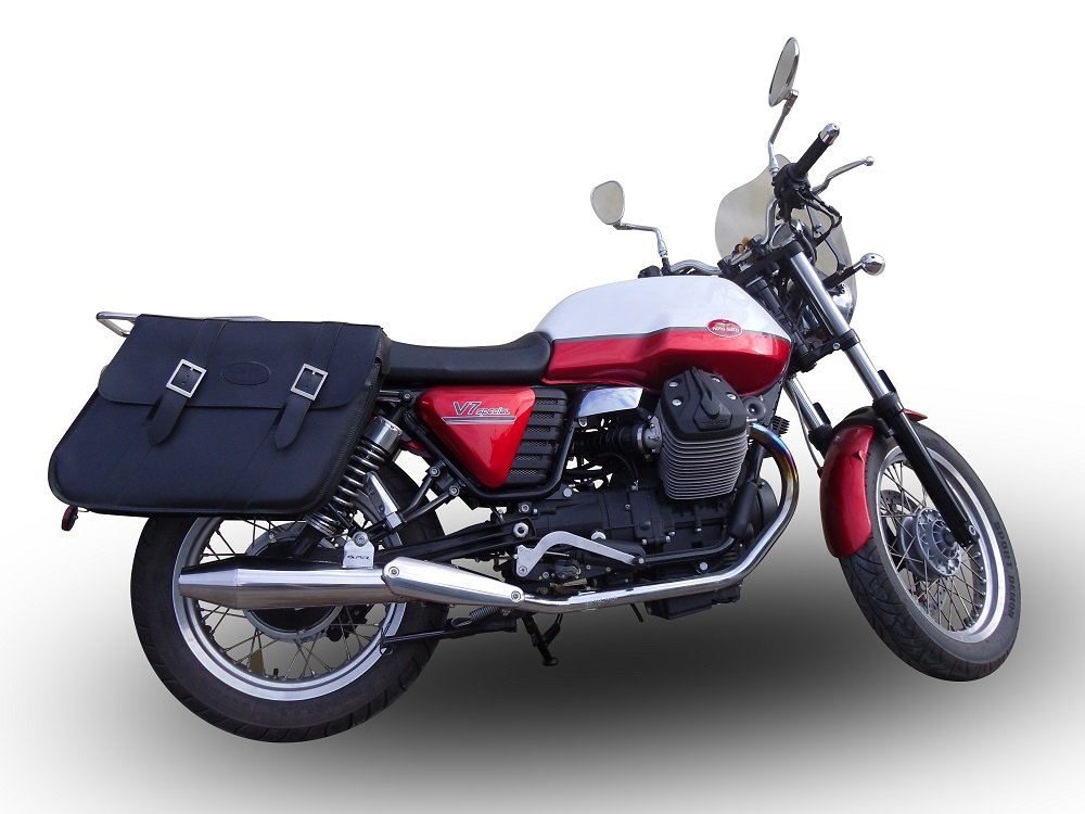GPR auspuff kompatibel mit  Moto Guzzi V7 (I - II) - Stone - Special 2012-2016, Vintacone , Doppelt homologierter legaler Slip-On-Auspuff mit ABE, einschließlich abnehmbarer DB-Killer und verbindungsrohre 
