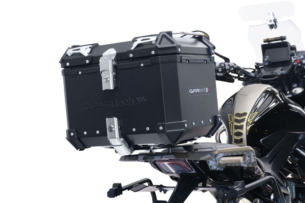 GPR TECH Zontes 350 T1 ADV 2022/2024 e5 Topcase aus Aluminium, schwarze Farbe mit spezifischer Platte enthalten Kapazität Liter 45