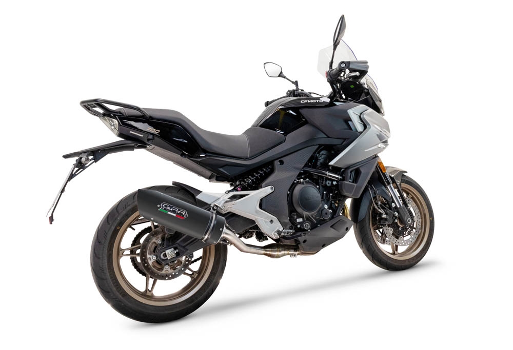 GPR auspuff kompatibel mit  Cf Moto 700 Mt 2023-2024, Furore Nero, Racing Slip-on, inkl. Verbindungsrohr, herausnehmbarem DB-Killer, ohne ABE 