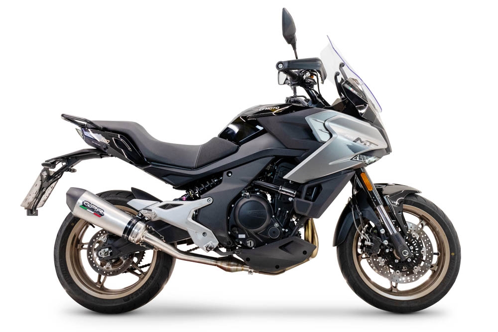 GPR auspuff kompatibel mit  Cf Moto 700 Mt 2023-2024, New Grand Prix Evo Titanium, Racing Slip-on, inkl. Verbindungsrohr, herausnehmbarem DB-Killer, ohne ABE 