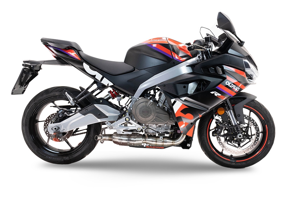 GPR auspuff kompatibel mit  Aprilia RS 457 2024-2025, Ghost Inox, Racing-Komplettsystem-Auspuff, einschließlich Krümmer und abnehmbarem DB-Killer 